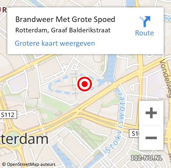 Locatie op kaart van de 112 melding: Brandweer Met Grote Spoed Naar Rotterdam, Graaf Balderikstraat op 28 augustus 2020 18:13