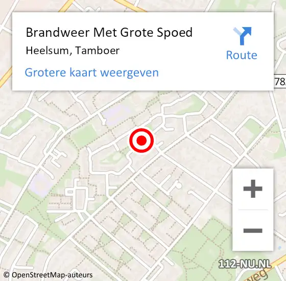 Locatie op kaart van de 112 melding: Brandweer Met Grote Spoed Naar Heelsum, Tamboer op 28 augustus 2020 18:46