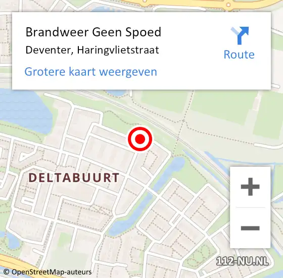 Locatie op kaart van de 112 melding: Brandweer Geen Spoed Naar Deventer, Haringvlietstraat op 28 augustus 2020 18:47