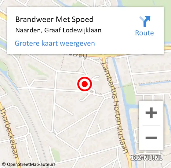 Locatie op kaart van de 112 melding: Brandweer Met Spoed Naar Naarden, Graaf Lodewijklaan op 28 augustus 2020 19:13