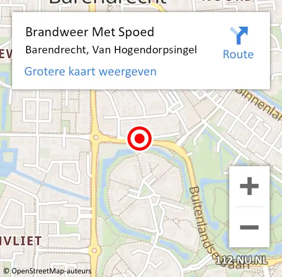 Locatie op kaart van de 112 melding: Brandweer Met Spoed Naar Barendrecht, Van Hogendorpsingel op 28 augustus 2020 19:17
