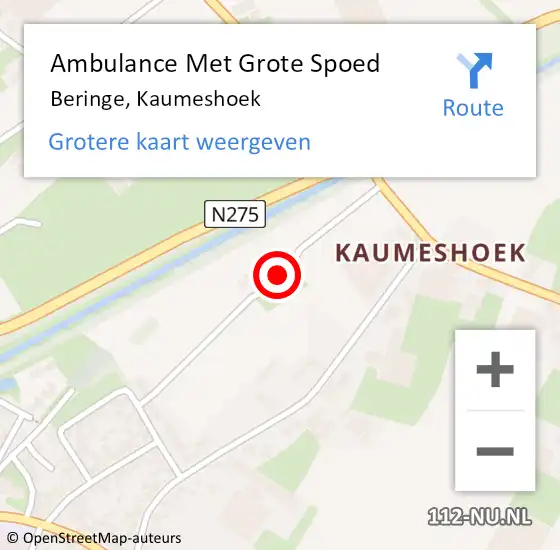 Locatie op kaart van de 112 melding: Ambulance Met Grote Spoed Naar Beringe, Kaumeshoek op 17 mei 2014 10:00