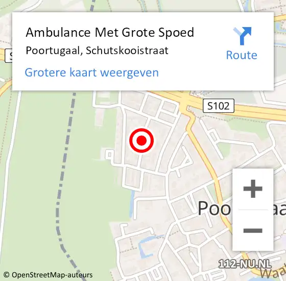 Locatie op kaart van de 112 melding: Ambulance Met Grote Spoed Naar Poortugaal, Schutskooistraat op 28 augustus 2020 21:54