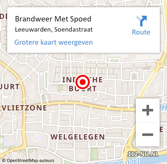 Locatie op kaart van de 112 melding: Brandweer Met Spoed Naar Leeuwarden, Soendastraat op 28 augustus 2020 22:31