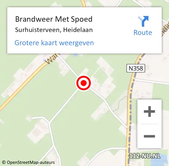 Locatie op kaart van de 112 melding: Brandweer Met Spoed Naar Surhuisterveen, Heidelaan op 28 augustus 2020 23:45