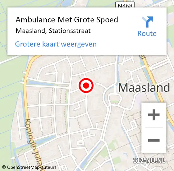 Locatie op kaart van de 112 melding: Ambulance Met Grote Spoed Naar Maasland, Stationsstraat op 28 augustus 2020 23:46