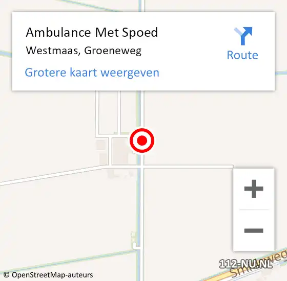 Locatie op kaart van de 112 melding: Ambulance Met Spoed Naar Westmaas, Groeneweg op 29 augustus 2020 05:37