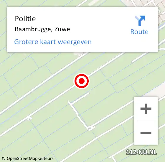 Locatie op kaart van de 112 melding: Politie Baambrugge, Zuwe op 29 augustus 2020 06:46