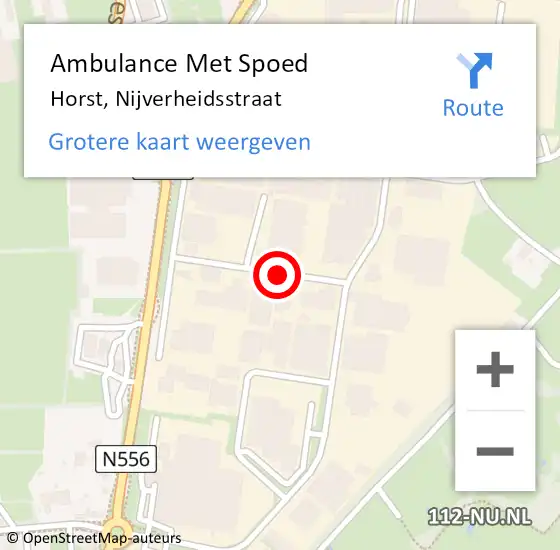 Locatie op kaart van de 112 melding: Ambulance Met Spoed Naar Horst, Nijverheidsstraat op 29 augustus 2020 07:36