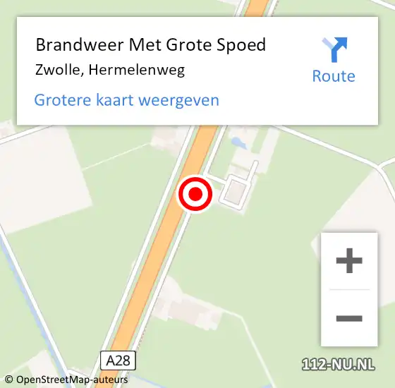 Locatie op kaart van de 112 melding: Brandweer Met Grote Spoed Naar Zwolle, Hermelenweg op 29 augustus 2020 09:38