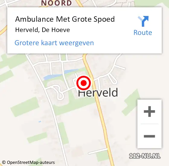 Locatie op kaart van de 112 melding: Ambulance Met Grote Spoed Naar Herveld, De Hoeve op 29 augustus 2020 10:03