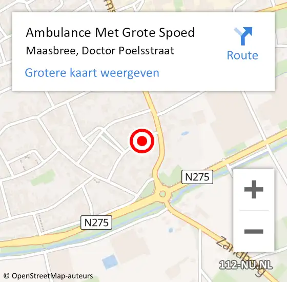 Locatie op kaart van de 112 melding: Ambulance Met Grote Spoed Naar Maasbree, Doctor Poelsstraat op 17 mei 2014 10:48