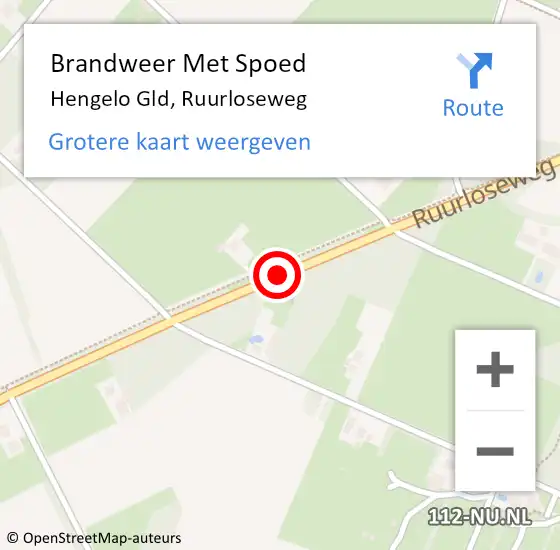 Locatie op kaart van de 112 melding: Brandweer Met Spoed Naar Hengelo Gld, Ruurloseweg op 29 augustus 2020 10:37