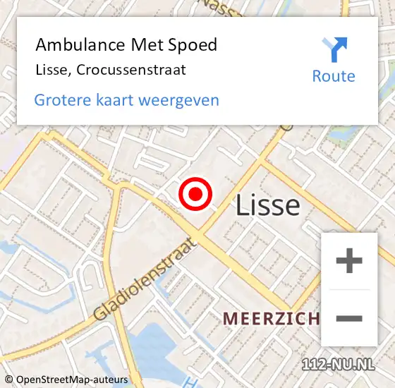 Locatie op kaart van de 112 melding: Ambulance Met Spoed Naar Lisse, Crocussenstraat op 29 augustus 2020 10:57