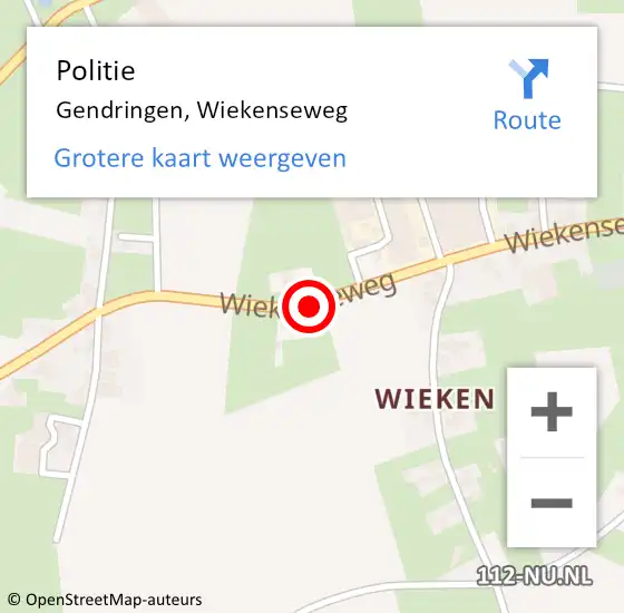 Locatie op kaart van de 112 melding: Politie Gendringen, Wiekenseweg op 29 augustus 2020 11:04