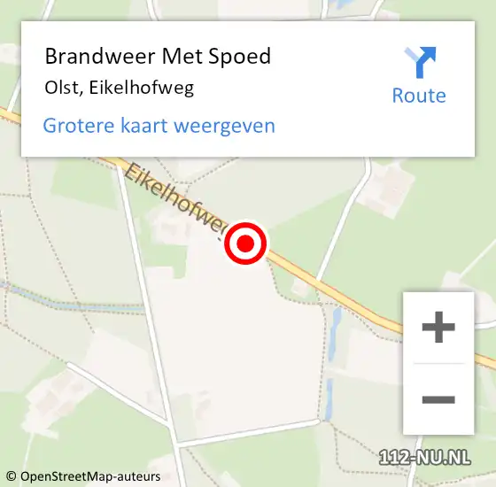 Locatie op kaart van de 112 melding: Brandweer Met Spoed Naar Olst, Eikelhofweg op 29 augustus 2020 11:41