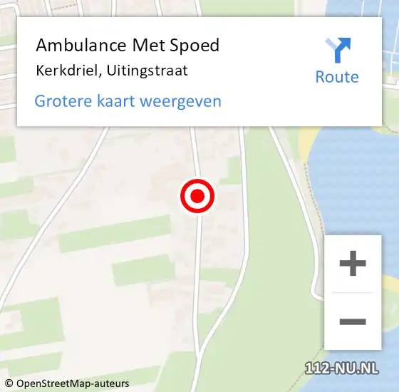 Locatie op kaart van de 112 melding: Ambulance Met Spoed Naar Kerkdriel, Uitingstraat op 29 augustus 2020 12:32