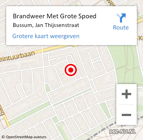 Locatie op kaart van de 112 melding: Brandweer Met Grote Spoed Naar Bussum, Jan Thijssenstraat op 29 augustus 2020 12:50