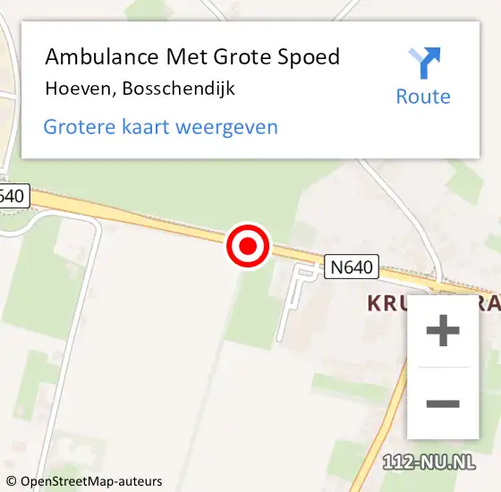 Locatie op kaart van de 112 melding: Ambulance Met Grote Spoed Naar Hoeven, Bosschendijk op 29 augustus 2020 13:35