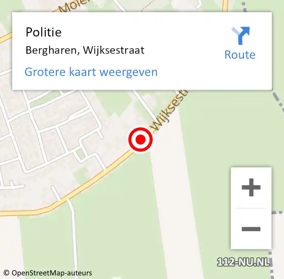 Locatie op kaart van de 112 melding: Politie Bergharen, Wijksestraat op 29 augustus 2020 13:39