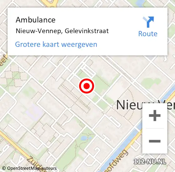 Locatie op kaart van de 112 melding: Ambulance Nieuw-Vennep, Gelevinkstraat op 29 augustus 2020 14:05