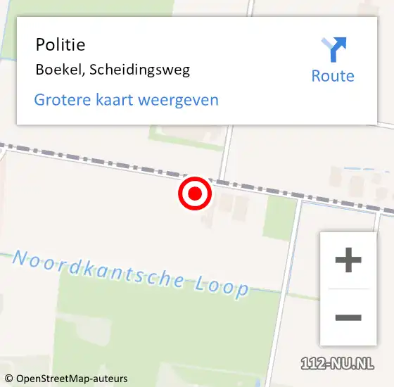 Locatie op kaart van de 112 melding: Politie Boekel, Scheidingsweg op 29 augustus 2020 14:20
