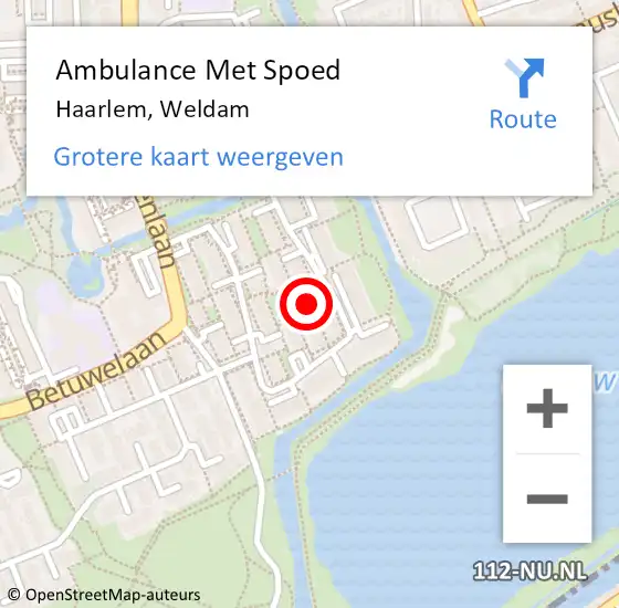 Locatie op kaart van de 112 melding: Ambulance Met Spoed Naar Haarlem, Weldam op 29 augustus 2020 14:28