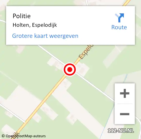 Locatie op kaart van de 112 melding: Politie Holten, Espelodijk op 29 augustus 2020 14:58