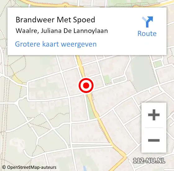 Locatie op kaart van de 112 melding: Brandweer Met Spoed Naar Waalre, Juliana De Lannoylaan op 29 augustus 2020 15:20