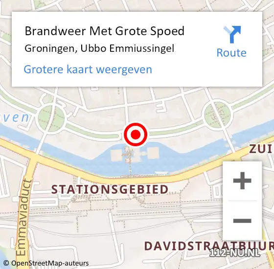 Locatie op kaart van de 112 melding: Brandweer Met Grote Spoed Naar Groningen, Ubbo Emmiussingel op 29 augustus 2020 15:58