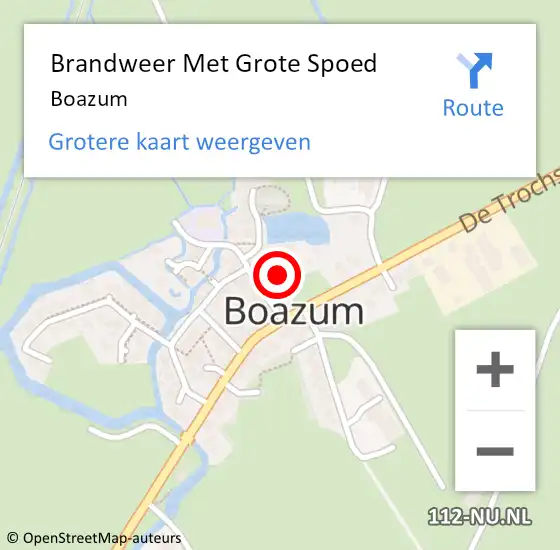 Locatie op kaart van de 112 melding: Brandweer Met Grote Spoed Naar Boazum op 29 augustus 2020 17:23