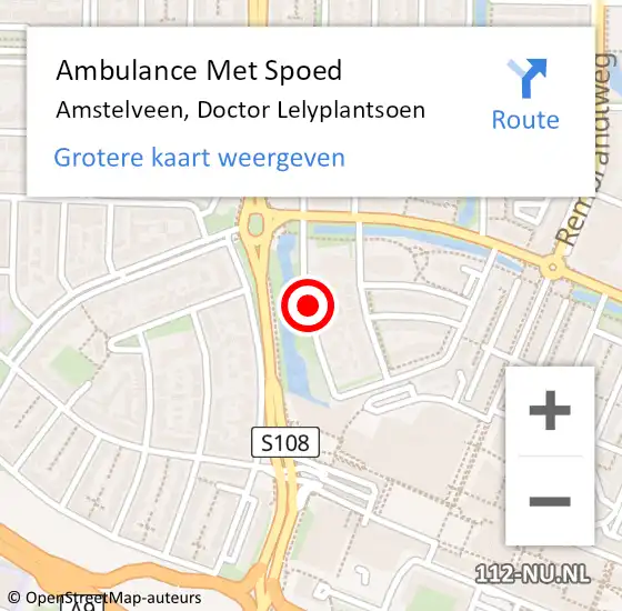 Locatie op kaart van de 112 melding: Ambulance Met Spoed Naar Amstelveen, Doctor Lelyplantsoen op 29 augustus 2020 17:37