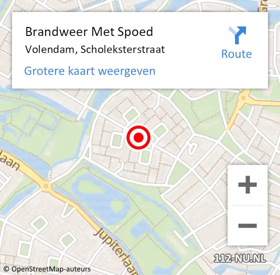 Locatie op kaart van de 112 melding: Brandweer Met Spoed Naar Volendam, Scholeksterstraat op 29 augustus 2020 19:58