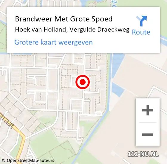 Locatie op kaart van de 112 melding: Brandweer Met Grote Spoed Naar Hoek van Holland, Vergulde Draeckweg op 29 augustus 2020 20:14