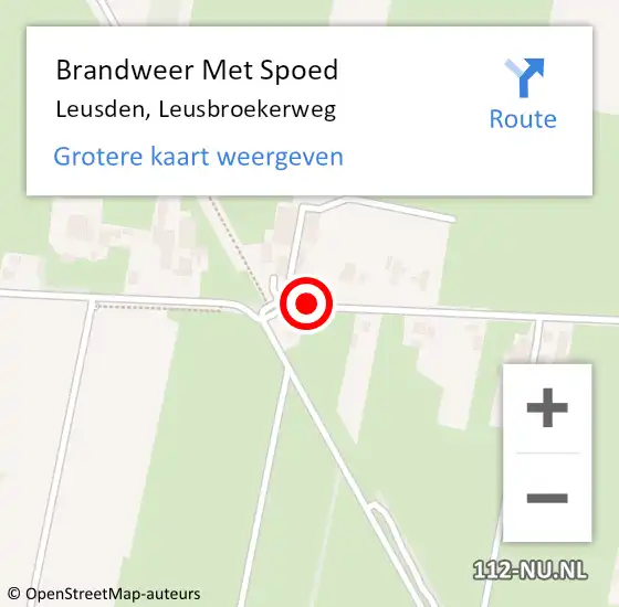 Locatie op kaart van de 112 melding: Brandweer Met Spoed Naar Leusden, Leusbroekerweg op 29 augustus 2020 20:57