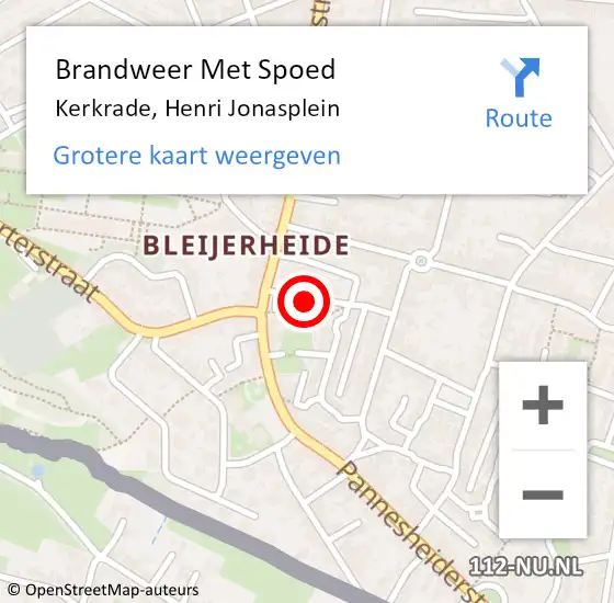 Locatie op kaart van de 112 melding: Brandweer Met Spoed Naar Kerkrade, Henri Jonasplein op 29 augustus 2020 21:38