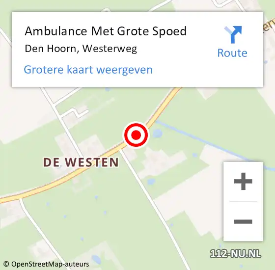 Locatie op kaart van de 112 melding: Ambulance Met Grote Spoed Naar Den Hoorn, Westerweg op 29 augustus 2020 22:41