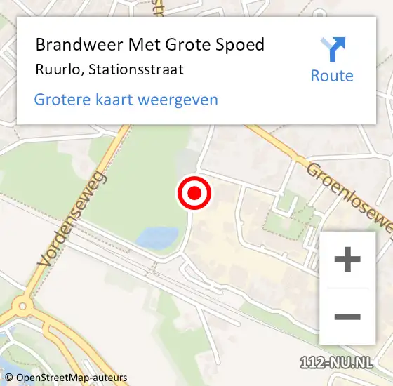 Locatie op kaart van de 112 melding: Brandweer Met Grote Spoed Naar Ruurlo, Stationsstraat op 29 augustus 2020 23:05