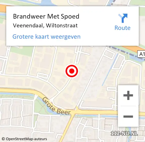 Locatie op kaart van de 112 melding: Brandweer Met Spoed Naar Veenendaal, Wiltonstraat op 29 augustus 2020 23:23