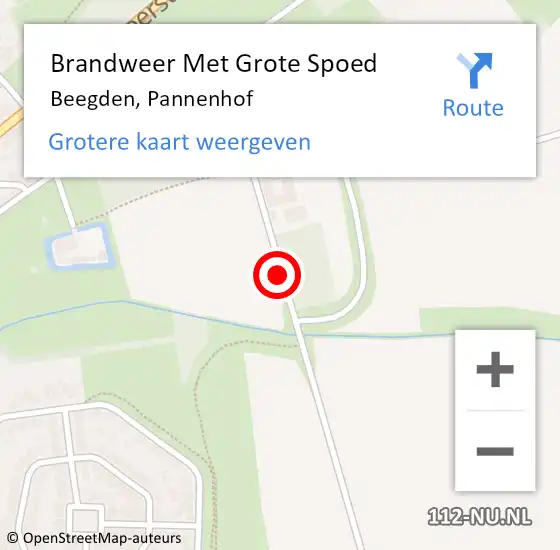 Locatie op kaart van de 112 melding: Brandweer Met Grote Spoed Naar Beegden, Pannenhof op 29 augustus 2020 23:35