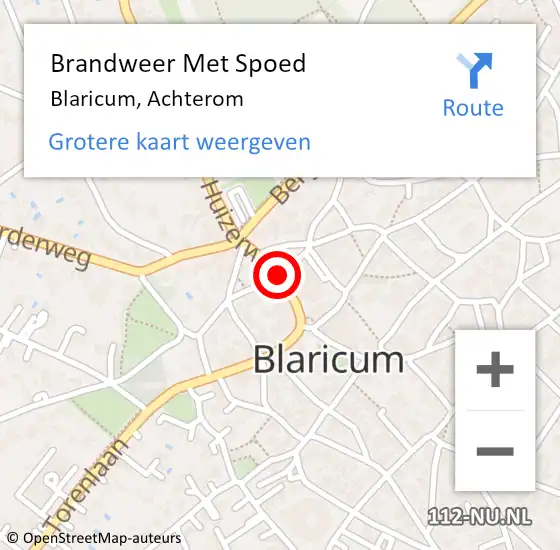 Locatie op kaart van de 112 melding: Brandweer Met Spoed Naar Blaricum, Achterom op 29 augustus 2020 23:41