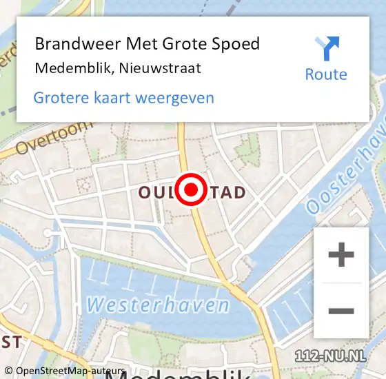 Locatie op kaart van de 112 melding: Brandweer Met Grote Spoed Naar Medemblik, Nieuwstraat op 30 augustus 2020 00:42