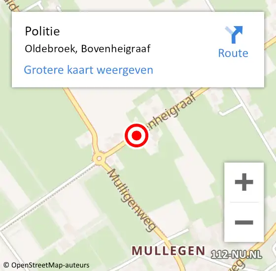 Locatie op kaart van de 112 melding: Politie Oldebroek, Bovenheigraaf op 30 augustus 2020 03:34