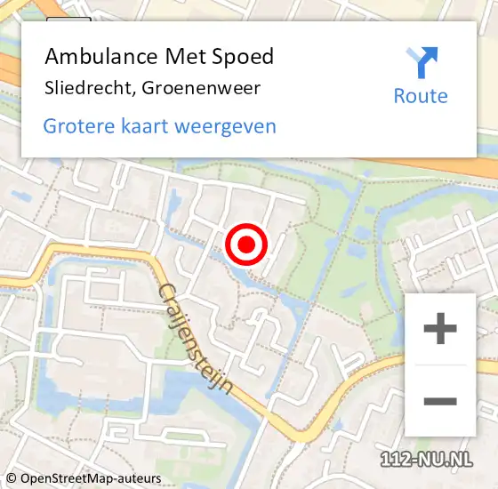 Locatie op kaart van de 112 melding: Ambulance Met Spoed Naar Sliedrecht, Groenenweer op 30 augustus 2020 03:51