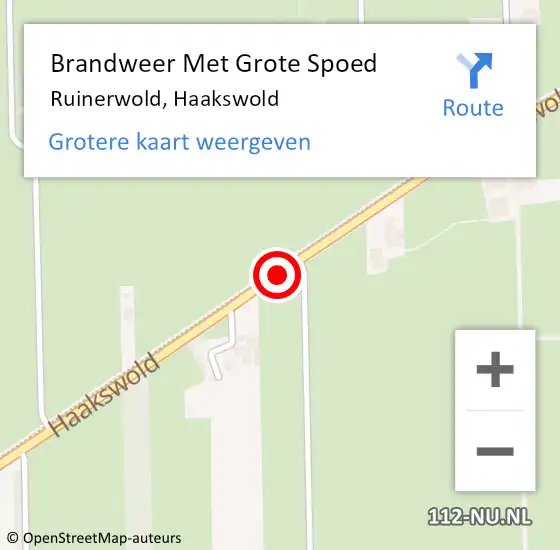 Locatie op kaart van de 112 melding: Brandweer Met Grote Spoed Naar Ruinerwold, Haakswold op 30 augustus 2020 06:28