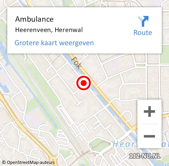 Locatie op kaart van de 112 melding: Ambulance Heerenveen, Herenwal op 30 augustus 2020 07:58