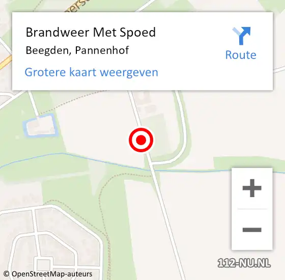 Locatie op kaart van de 112 melding: Brandweer Met Spoed Naar Beegden, Pannenhof op 30 augustus 2020 09:57