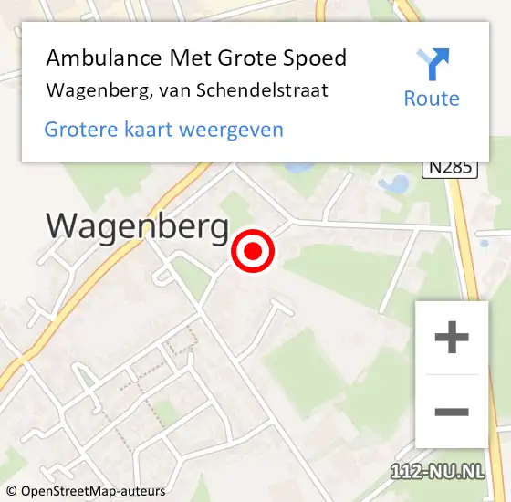 Locatie op kaart van de 112 melding: Ambulance Met Grote Spoed Naar Wagenberg, van Schendelstraat op 30 augustus 2020 12:39