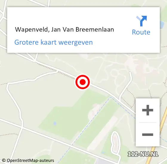Locatie op kaart van de 112 melding:  Wapenveld, Jan Van Breemenlaan op 30 augustus 2020 12:55