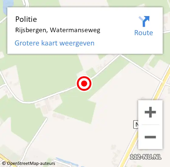 Locatie op kaart van de 112 melding: Politie Rijsbergen, Watermanseweg op 30 augustus 2020 13:43